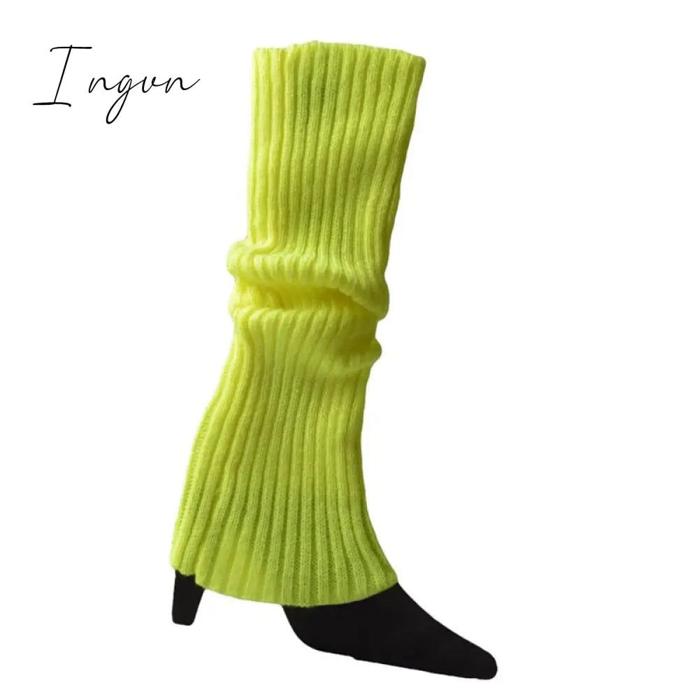 Ingvn - Lolita Leg Warmers Women Warm Winter Knit Foot Cover Crochet Knee Socks Warm Boot Cuffs Beenwarmers Japanese Long Socks