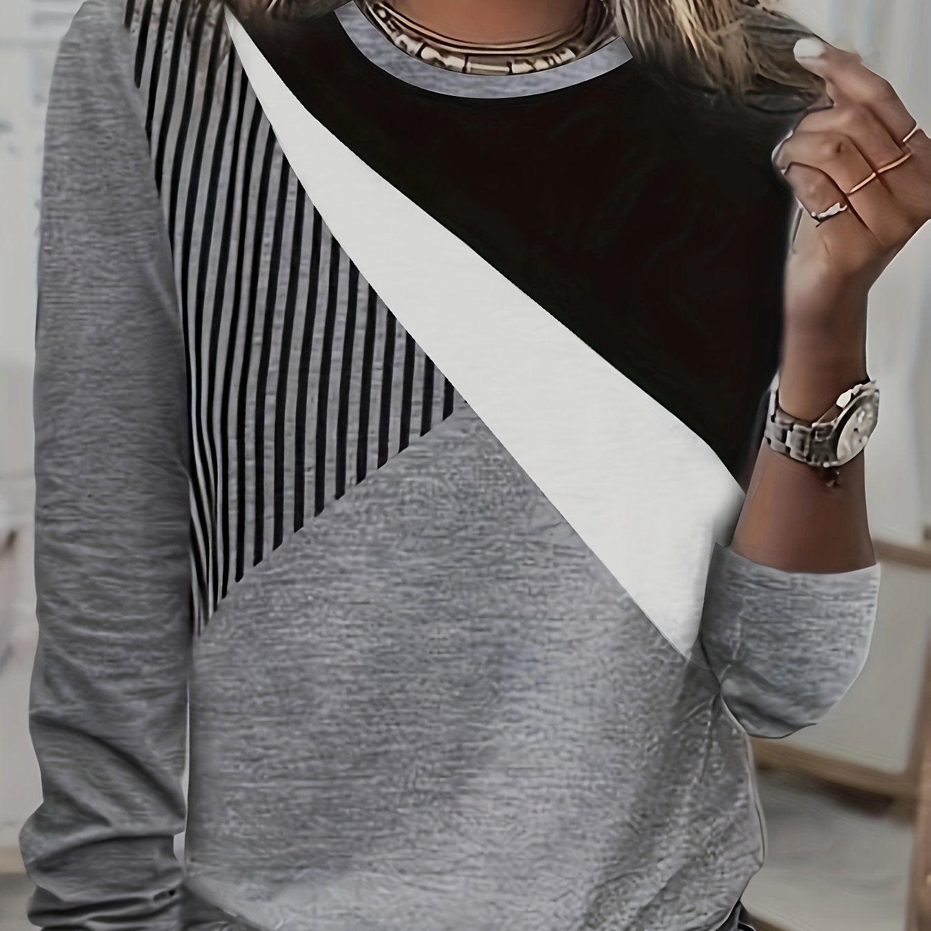 Vibrant Striped Color Block Long Sleeve T-Shirt - Ultra-Casual, Comfortable, and Versatile for Spring and Fall - Womens Fashion Essential