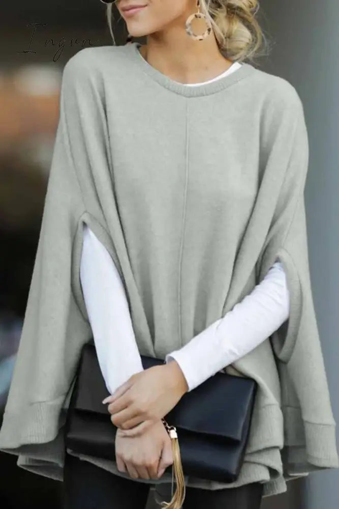 Ingvn -  Cape Loose Crew Neck Tops