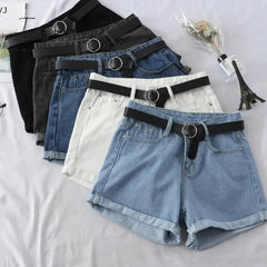 Ingvn - Shorts Women Chic All-match Korean Casual Basic Simple Harajuku Teens Denim Short Trouser Basic Loose Wide-leg Womens Clothing