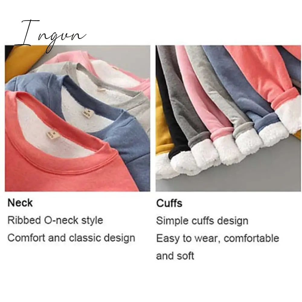 Ingvn - Women's Basic Casual Wine Red Big red Black Solid Color Home Crew Neck Long Sleeve