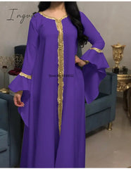 Ingvn - Jalabiya Kaftan Arabic Dress For Women Dubai Turkey Abaya Embroidery Loose Djellaba Muslim Fashion Islamic Clothing White