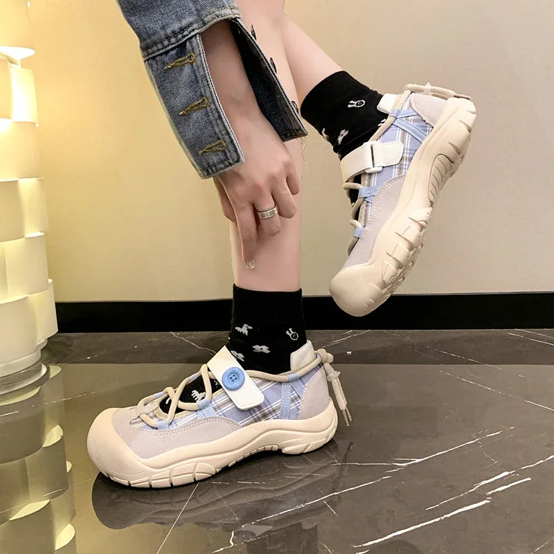 Ingvn  Ugly and Cute Big-headed Versatile Thick-sole Sneakers Women's Spring and Autumn Student Internet Celebrity High-end Sneakers