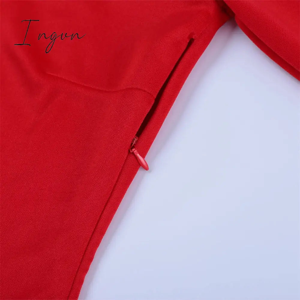 Ingvn - Long Elegant Dresses for Women Summer One Shoulder Maxi Dress Bodycon Sexy Black Slit Fomal Wedding Evening Party Dress 2023