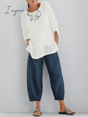 Ingvn - Women's Casual Loose Cotton Pants