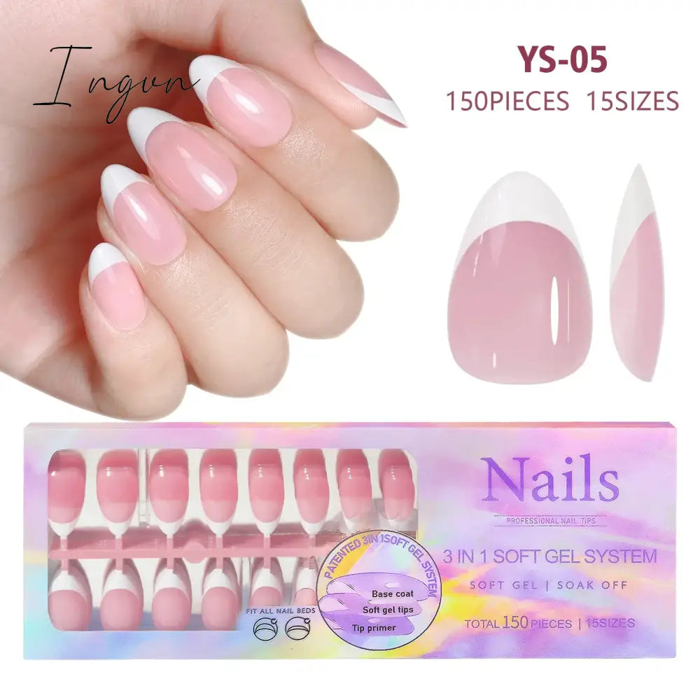150pcs/box French Coffee Black False Nail Press On Acrylic Nails Almond Removable Nails Art Tools For DIY Manicure Design