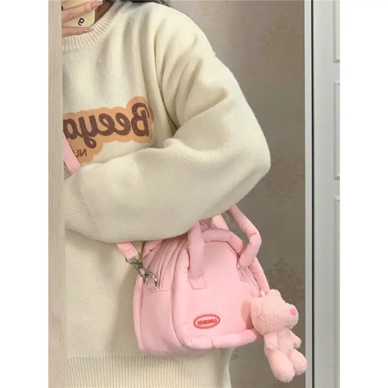 INGVN   Sweet Cute Handbags for Women Fluffy Soft Clouds Casual Crossbody Bag Harajuku  Style Summer New Fashion Shoulder Bag