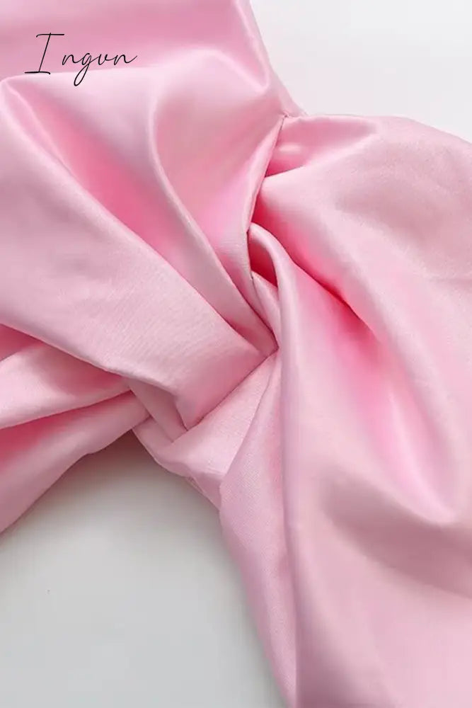 Sweet Solid Asymmetrical With Bow V Neck Tops