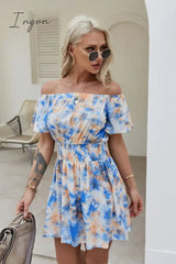 Ingvn - Off-Shoulder Short Flutter Sleeve Mini Dress