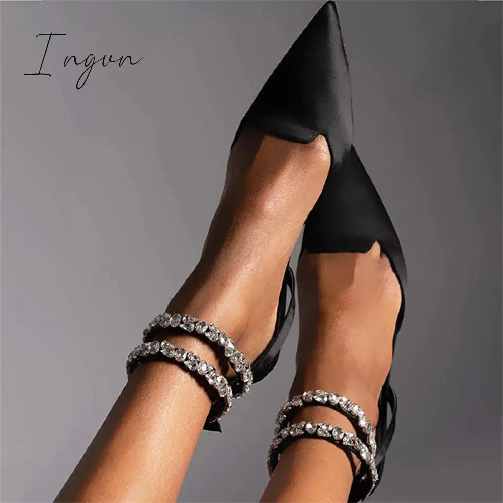Ingvn - Patent Leather Pointed Toe Adjustable Ankle Strap Flats