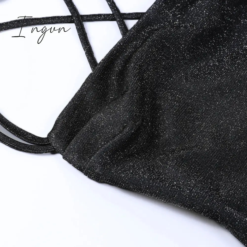 Ingvn - Women Sequin Sparkly U Neck Bodycon Mini Dress Summer Exotic Tight Elegant Party Evening Luxury Fashion Sexy Formal Dresses