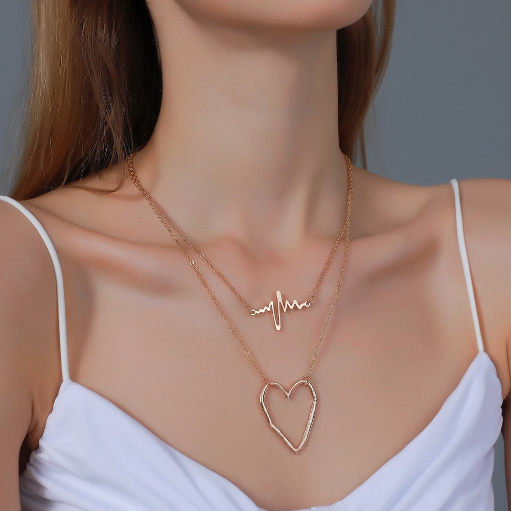 Retro Portrait Exaggerated Thick Chain Necklace Double Layer Cool Chain Hip Hop Necklace Short Clavicle Chain Accessories
