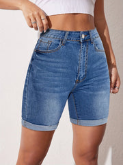 Womens Ultra-Stretch Bermuda Denim Shorts - Classic Slim Fit, Fashionable & Versatile Jean Shorts for Effortless Summer Style