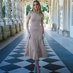 women's clothing summer new fashion design niche waist slimming lace-up adjustable dress for women