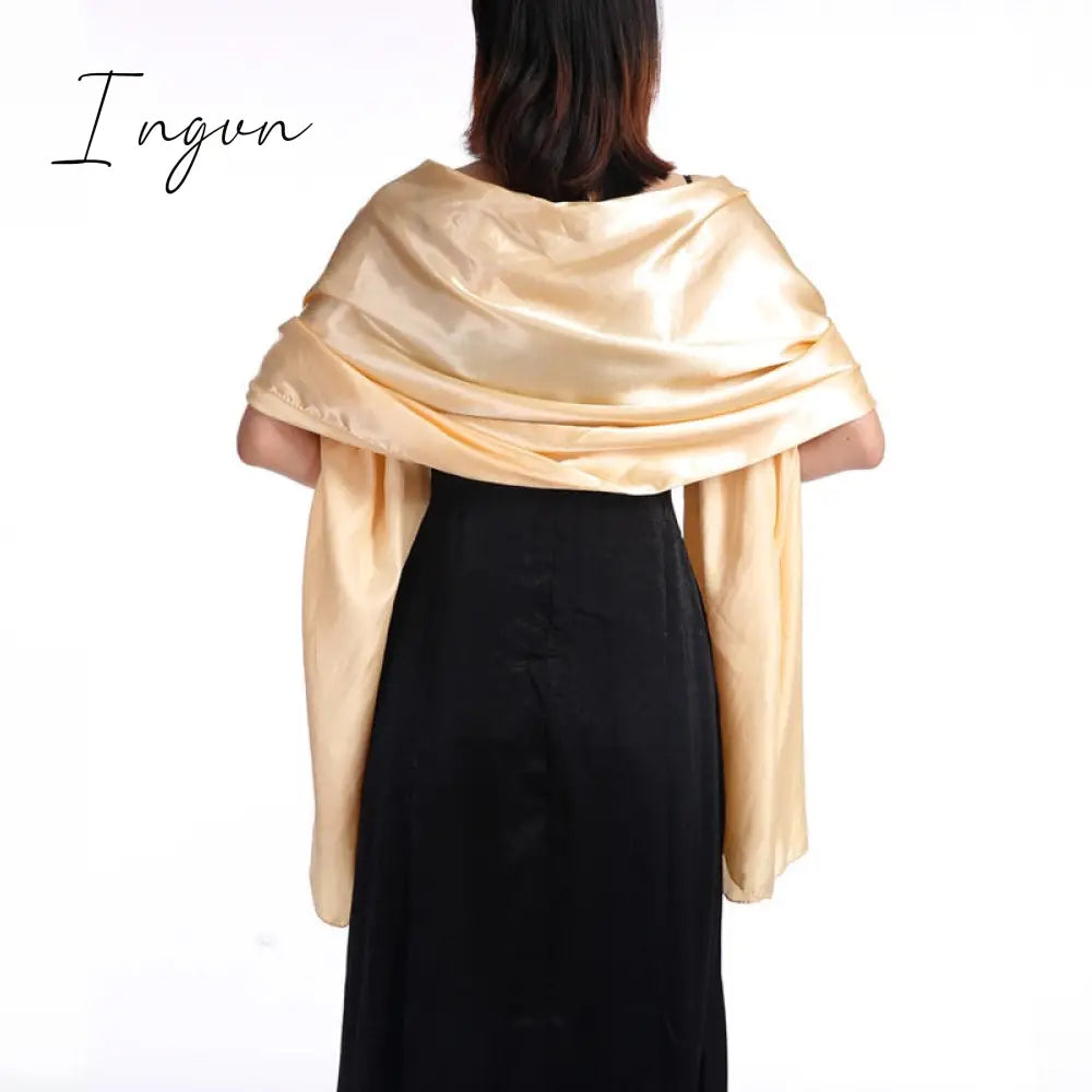 Ingvn - 16 Colors Shrugs for Women Evening Cape Dress Wraps Shawls 240*70cm Satin Long Formal Wedding Party Prom Wraps Ladies Bolero