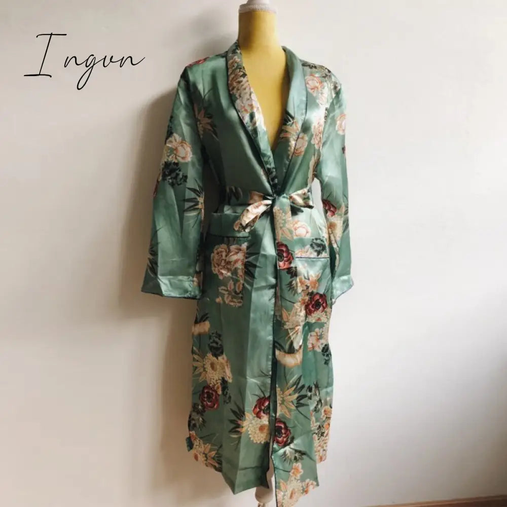 Ingvn - Chiffon Loose Shawl Kimono Long Blouse For Women Full Sleeve Floral Boho Shirts Top Ladies Girls Flower Cardigans Blusa Clothing