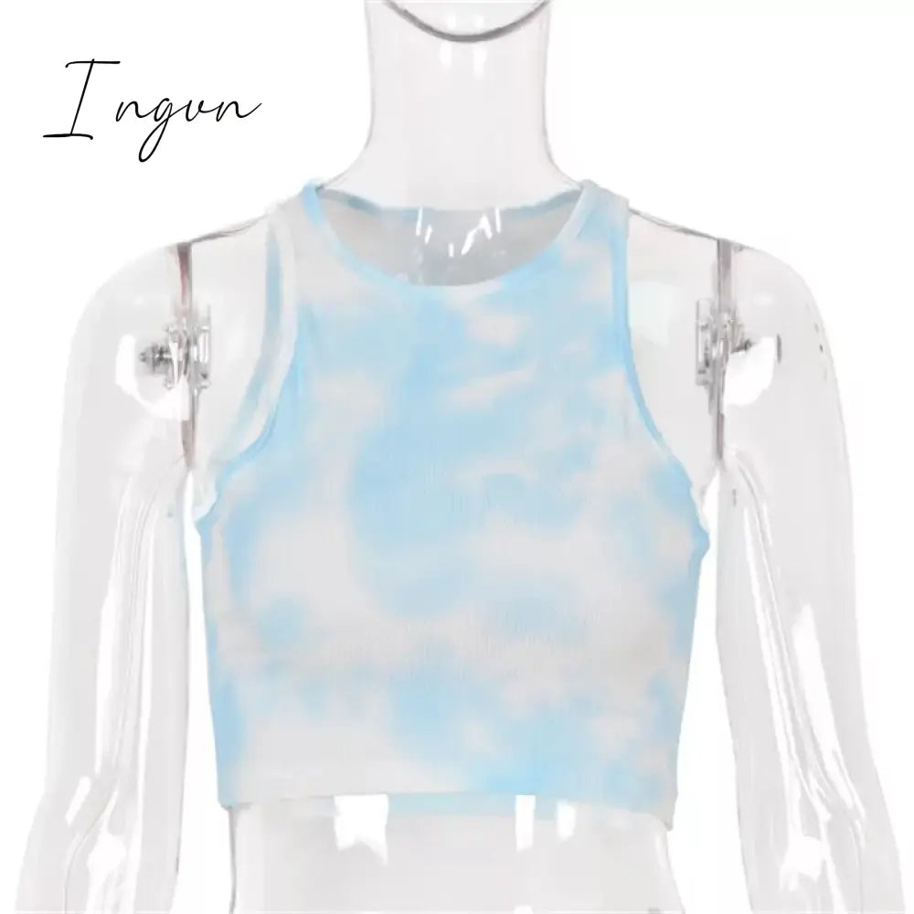 Ingvn - Women Sport Crop Tops Sexy Summer Halter Fashion Corset Top Tie Dye Tank Tops