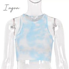 Ingvn - Women Sport Crop Tops Sexy Summer Halter Fashion Corset Top Tie Dye Tank Tops