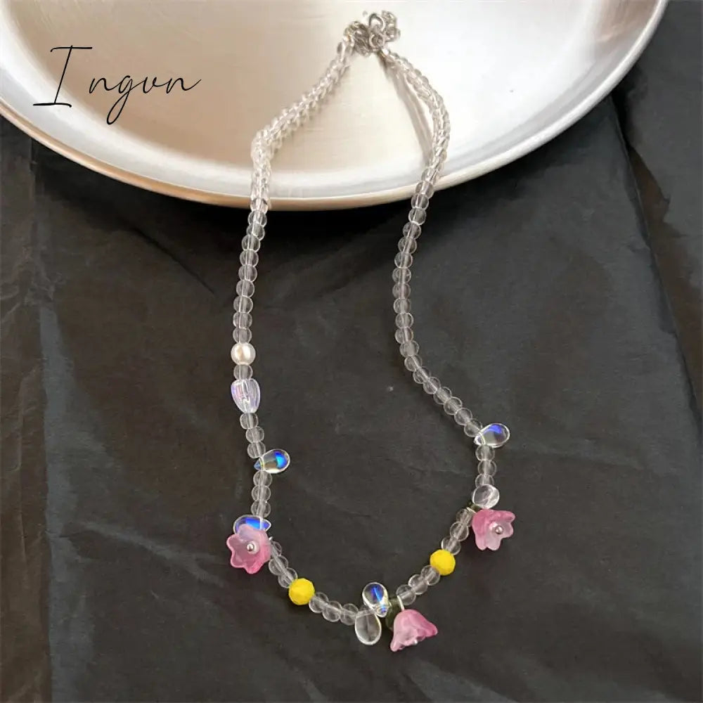 New Korean Fashion Cute Colorful Fruit Flower Beaded Necklace for Women Girls Aesthetic Jewelry Gifts Wedding Party