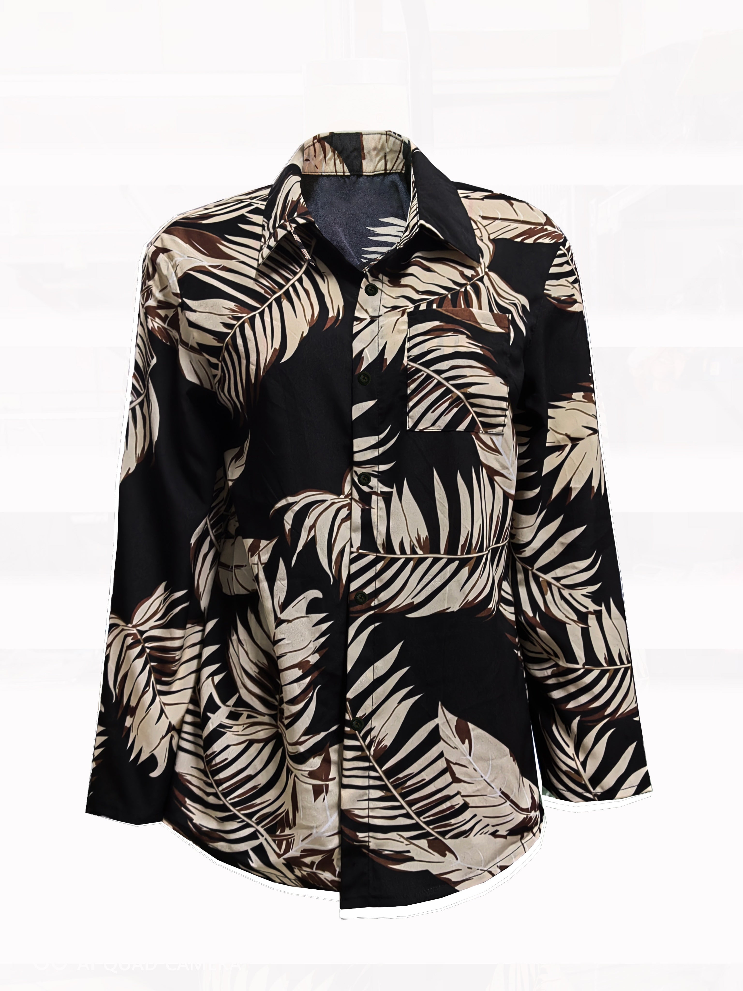 Two-piece Set, Leopard Print Button Front Long Sleeve Shirt & Wide Leg Pants Outfits, Women's Casual Clothing