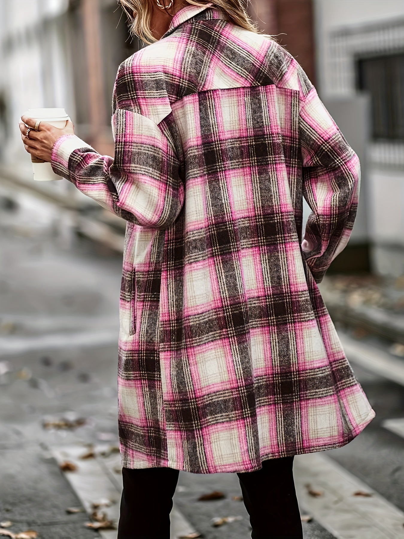 Stylish Long Plaid Cardigan Shirt Jacket Coat for Women - Retro Chic Outerwear for Cold Weather - Soft, Warm, and Cozy