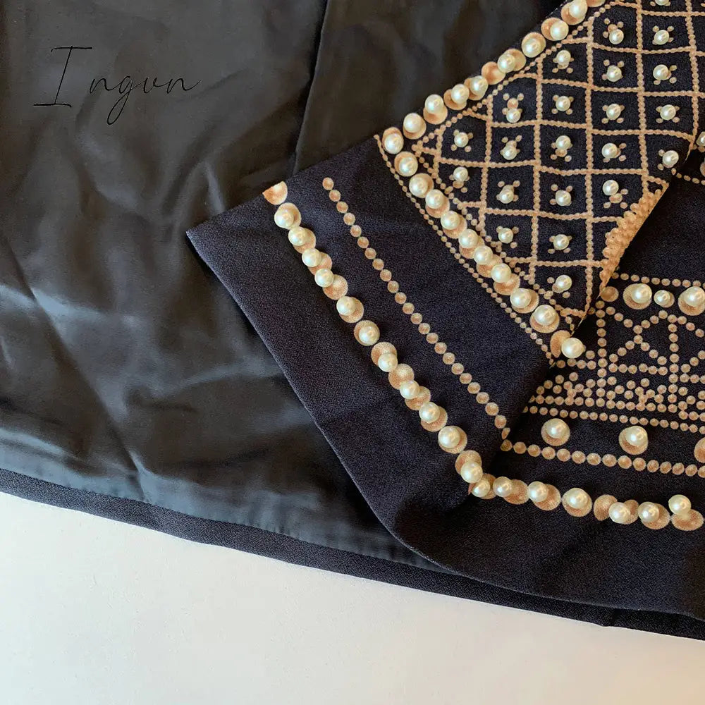 Ingvn - new Beaded Geometric Autumn Winter Long Sleeves V-Neck Vintage Ladies Outwear vintage fashion Overcoats