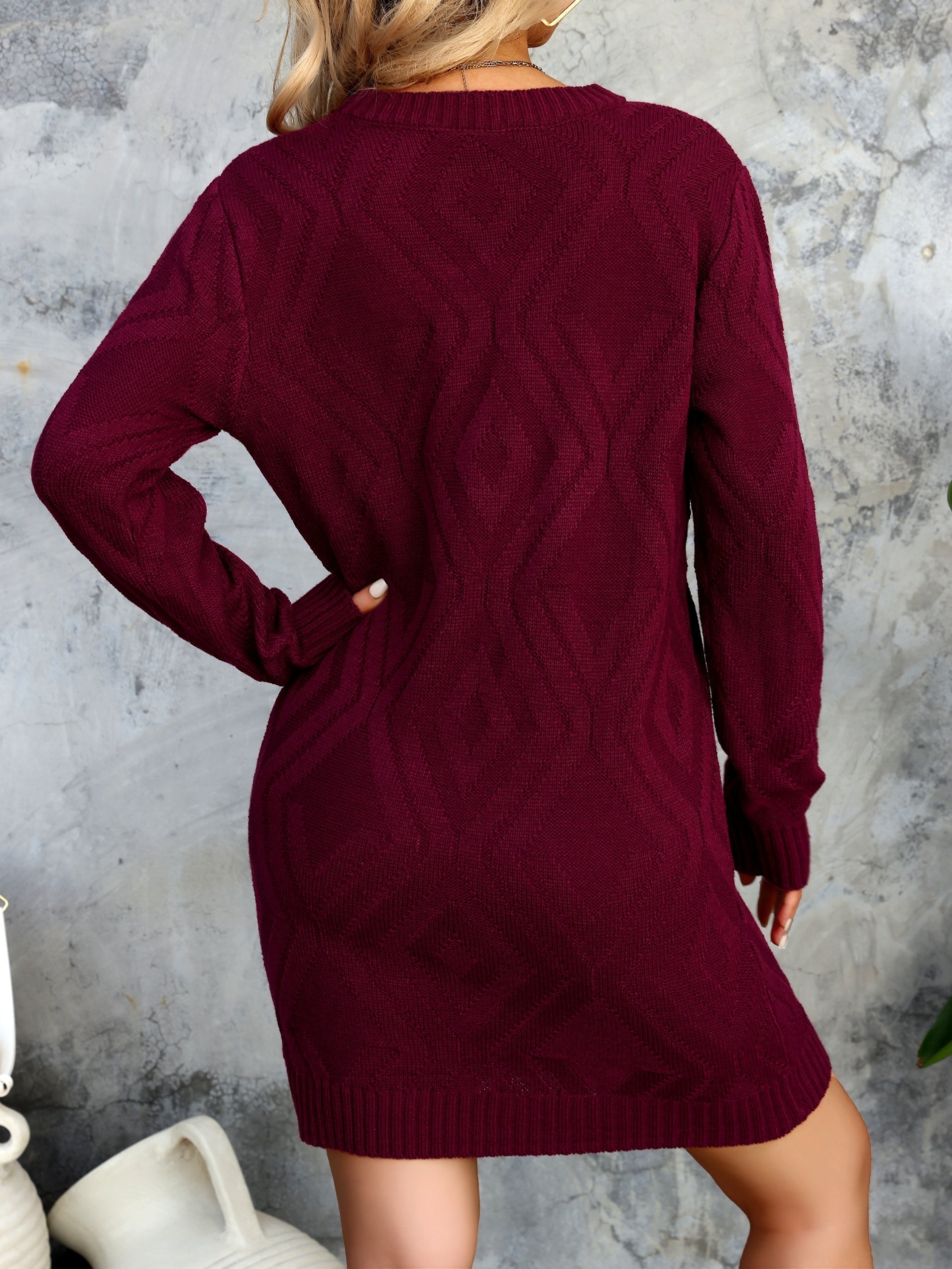 Cozy Fall & Winter Essential: Long Sleeve Bodycon Knit Mini Dress for Women, Casual Crew Neck, Perfect for Cold Weather