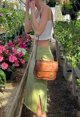 Ingvn - Pure Color Slit Midi Skirt