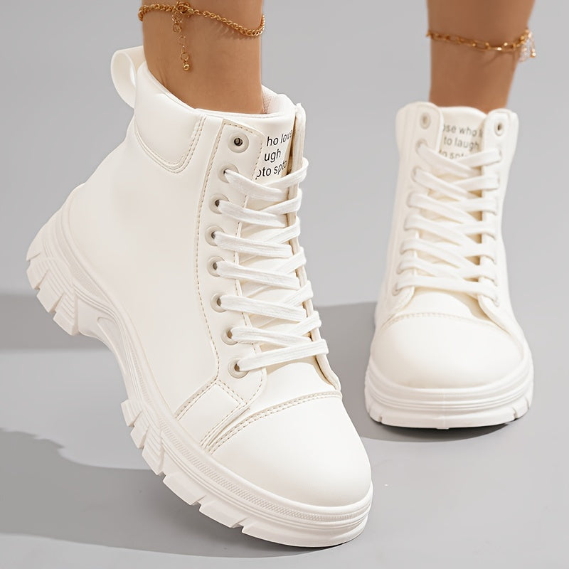 Women's Winter Snow Boots - Casual High-Top, Warm & Comfy with Lace-Up Design, Round Toe, Thick Sole, PU Cover, Rubber Sole