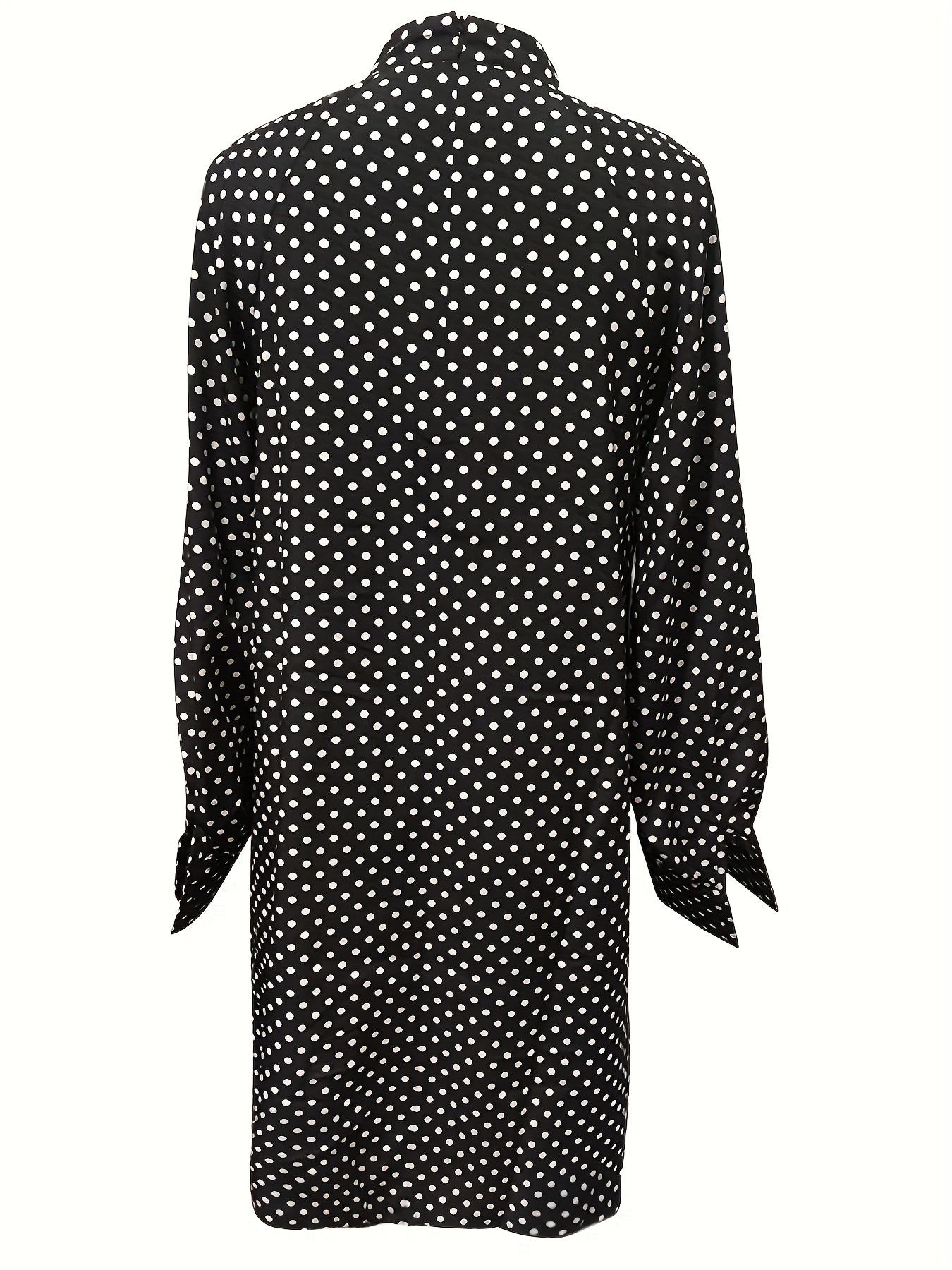Chic Polka Dot Print Mock Neck Long Sleeve Mini Dress - Fashionable & Flattering Womens Clothing for Everyday Chic Style