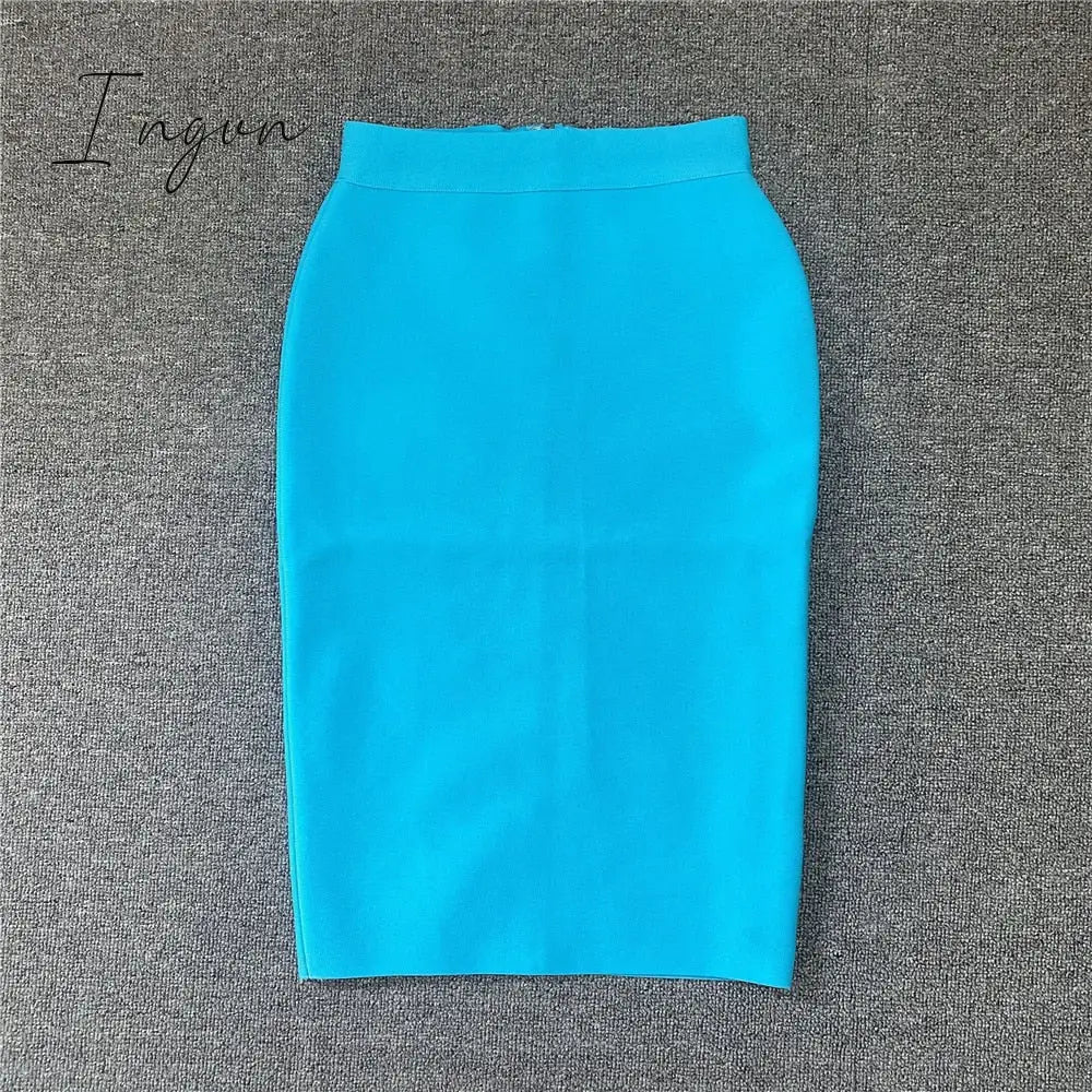 Ingvn - High Quality Women New Rayon Bandgae Skirt Elegant Pencil Skirt Celebrity Sexy Club Party Wear Vintage Vestios