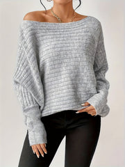 Long Sleeve Ribbed Crew Neck T-Shirt for Spring & Fall, Elegant Women's Clothing