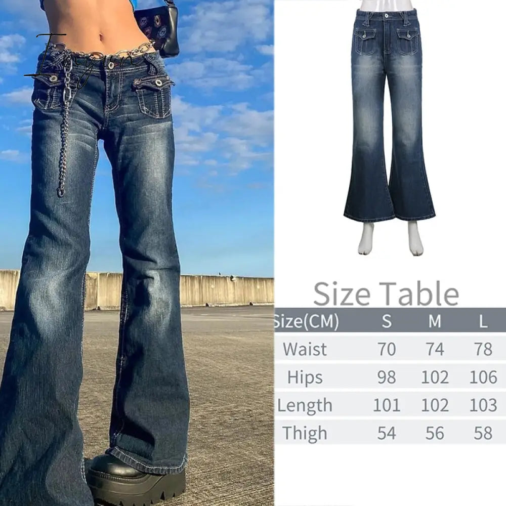 Ingvn - New Printed Baggy Y2K Jeans Women's Low Waist jeans Autumn Winter Oversize Wide Leg Baggy Pants Casual Cargo Trousers