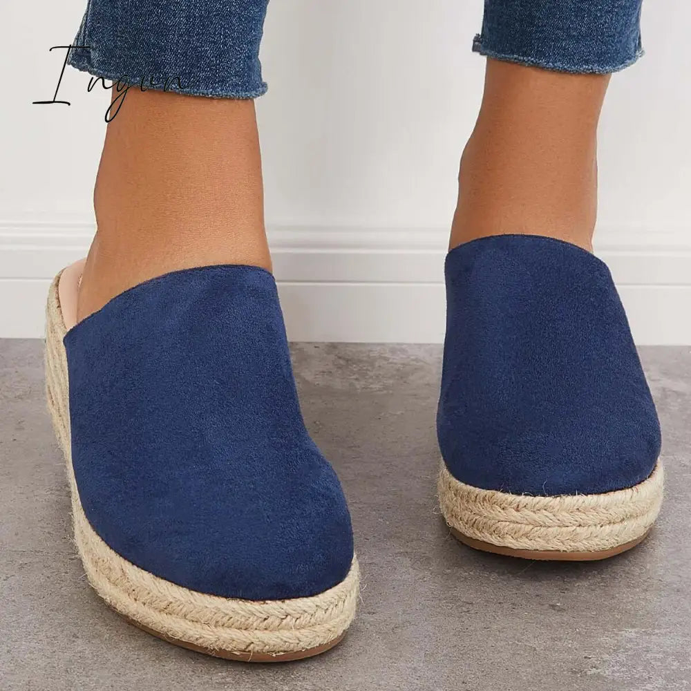 Ingvn - Espadrilles Mule Wedges Slip on Backless Sandals