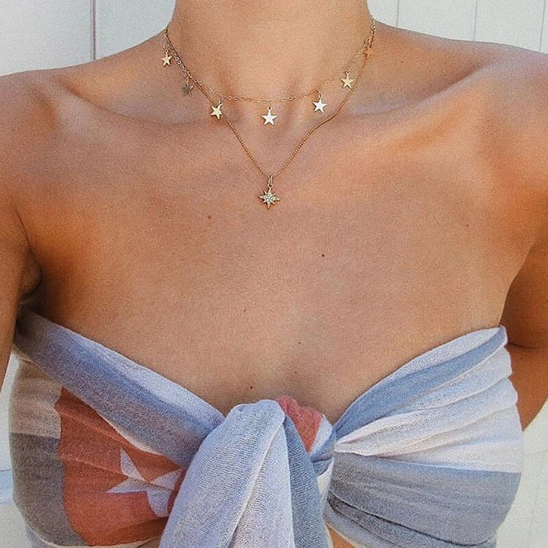 Retro Portrait Exaggerated Thick Chain Necklace Double Layer Cool Chain Hip Hop Necklace Short Clavicle Chain Accessories