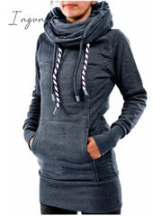Ingvn - Slim Fit Front Pocket Drawstring Hooded Pullover Sweatshirt