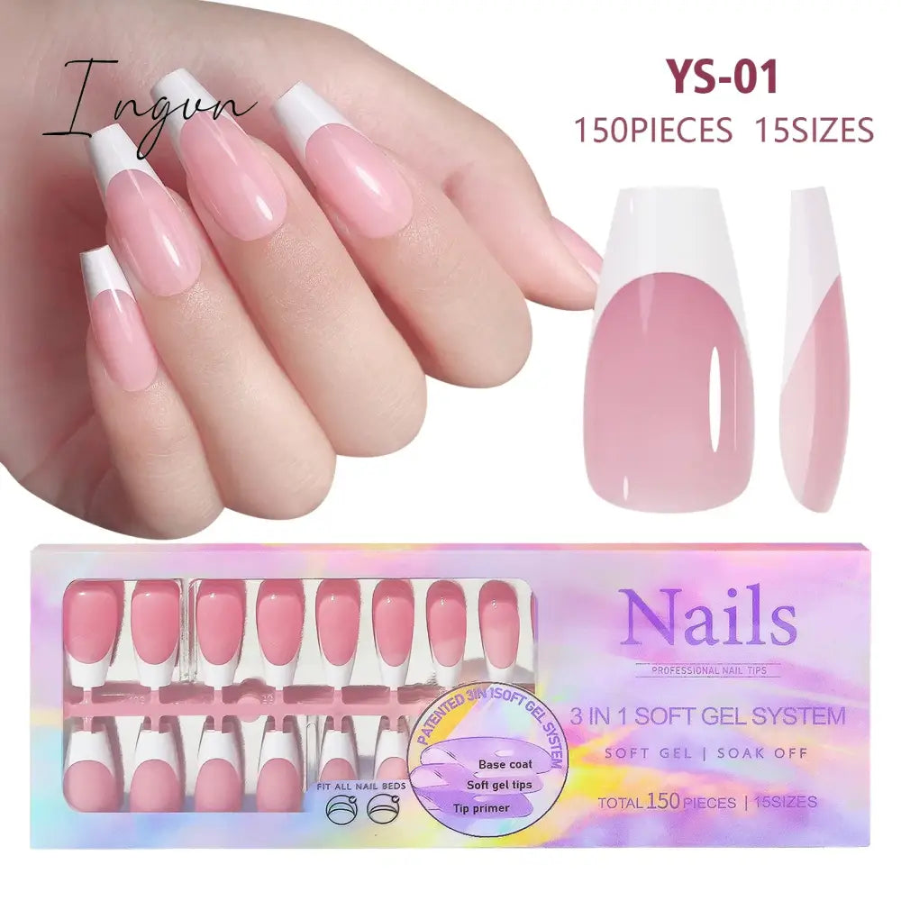 150pcs/box French Coffee Black False Nail Press On Acrylic Nails Almond Removable Nails Art Tools For DIY Manicure Design