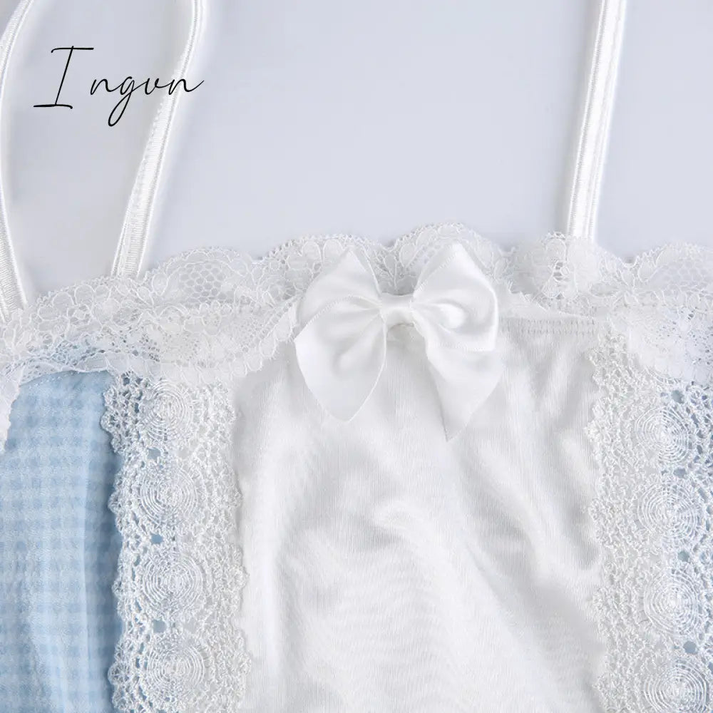 Ingvn - Gifts for women fashion outfits Sexy Lace Hot Nightdress High Waist Lace Mesh Drawstring Mini Tank Summer Dress Dresses Women Korean Kawaii