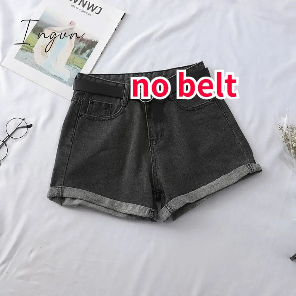 Ingvn - Shorts Women Chic All-match Korean Casual Basic Simple Harajuku Teens Denim Short Trouser Basic Loose Wide-leg Womens Clothing