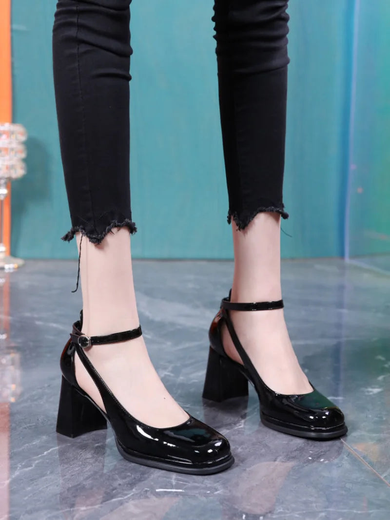 Ingvn  Women's Shoes Pumps Heeled Footwear Wedge with Platform Waterproof Sandals for Woman High Heels Chunky Summer  Block Heel F