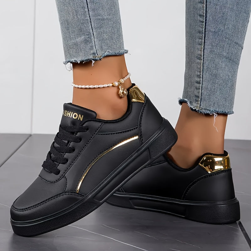 Stylish ComfortFit Skate Shoes - Road Running, Low-Top, Lace-Up, Round Toe, Ultra-Lightweight, Breathable, Comfortable, All-Season, Versatile Sneakers for Women
