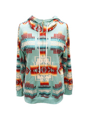 Cozy Fall/Winter Aztec Hoodie for Women: Unique Western Pattern, Durable Knit & Zip-Up Comfort