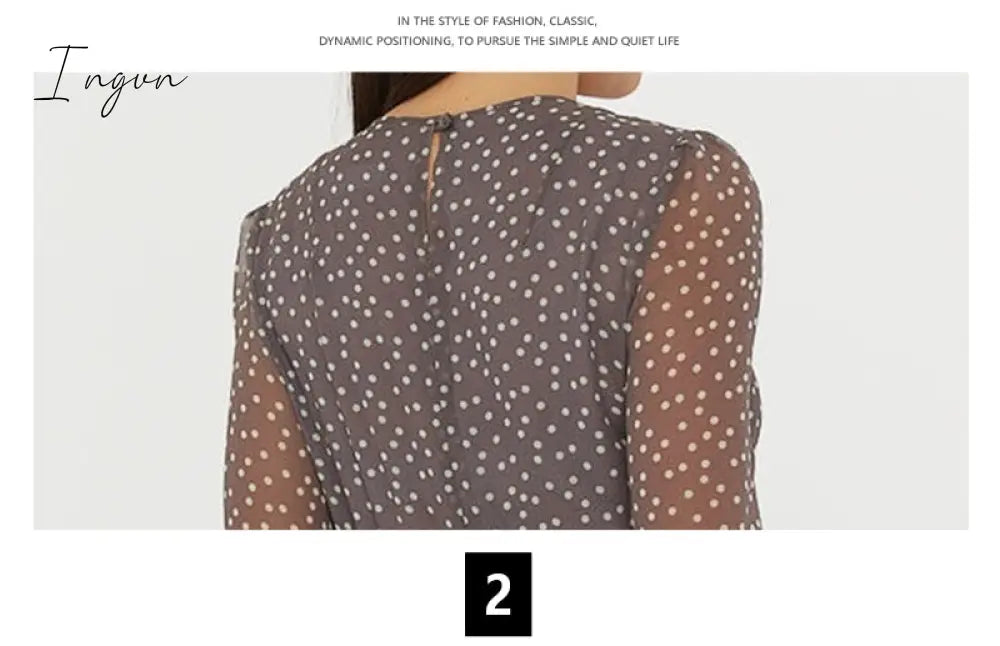 Ingvn - Summer Outfits Fashion Trends Elegant Dot Print Long Sleeve Polka Dress O Neck Chiffon A Line Women Casual Dress Vintage Midi Vestidos