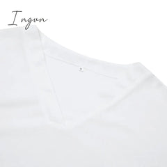 Ingvn - Women's  Lounge Sets 2 Pieces Solid Color Fleece Pajama V Neck Long Sleeve for Fall Winter White S 3XL