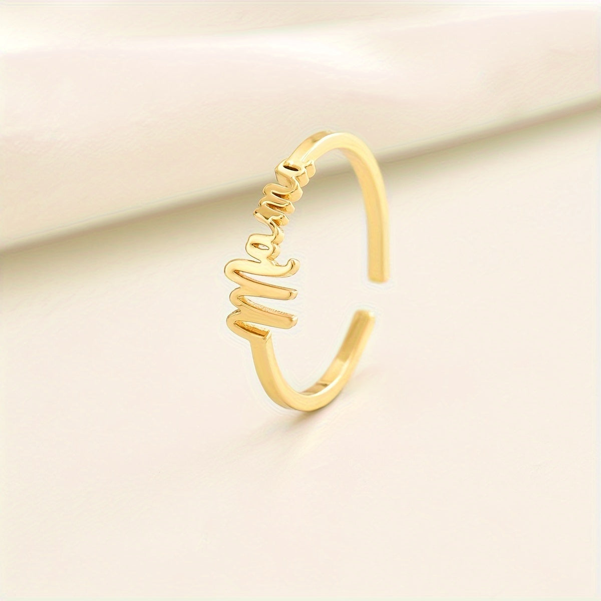 Chic 'Mama' Golden-Tone Adjustable Ring - Perfect for Casual Attire & Gifting