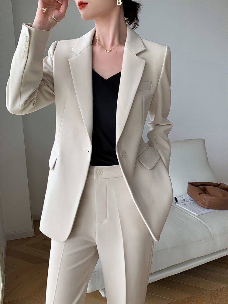 Women Spring Elegant Blazer Pantsuit Casual Jacket Pencil Pants 2 Piece Set Female Slim Fashion Korean Business Work Clothes