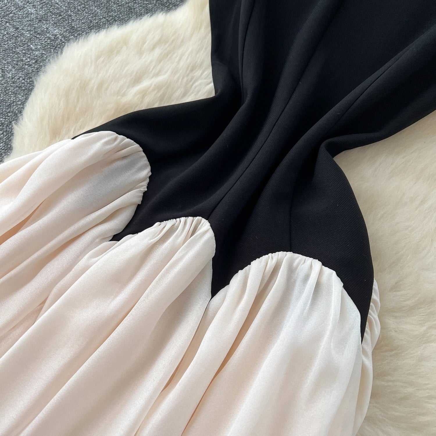 Women Chic Elegant patchwork mesh O-neck Ruched Long dress Sexy Evening Fashion  women clothing