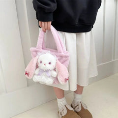 Ingvn  Plush Bunny Handbags for Women Cute Fluffy Soft Autumn Kawaii Small Shoulder Bag Lolita Jk Literary Elegant New Female Bag