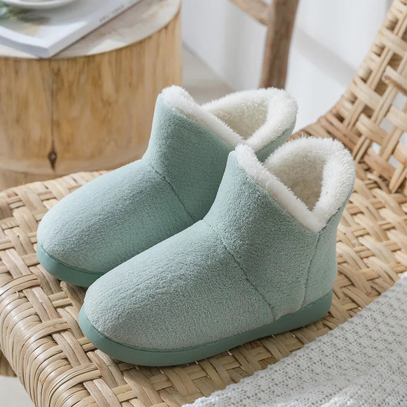Ingvn  Women Winter Slippers Warm Plush Slip-on Couples Home Floor Shoes Anti-slip Comfortable Flats Female Soft Faux Fur Boots