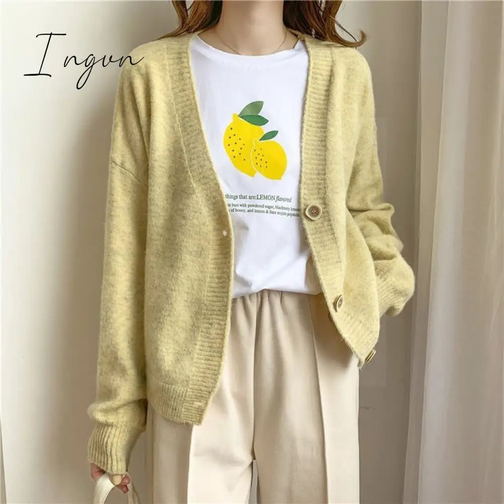 Ingvn - Women Cardigans Sweater Tops Cashmere Casual Sweater Jacket Chic Tops Woman's Sweater Cardigans jersey knit Jumpers